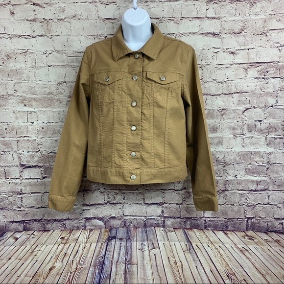 Lands End Lighthouse Tan Button Front Crop Jacket - Picture 1 of 10